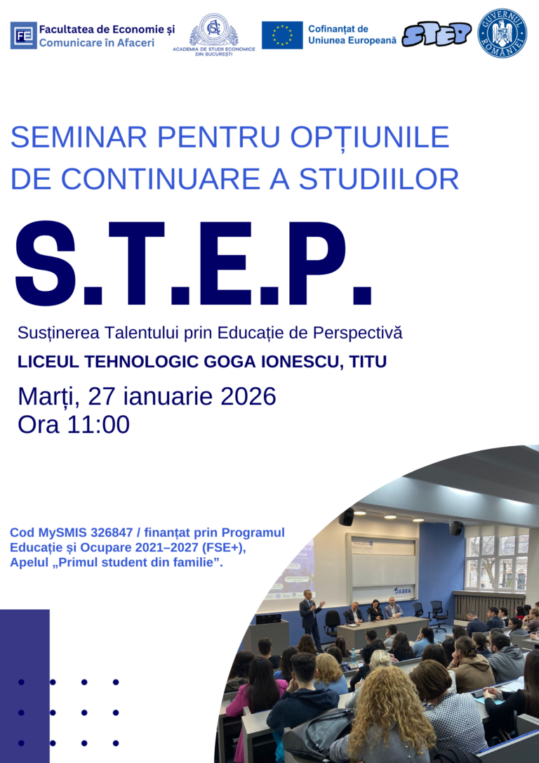 Workshop STEP – Seminar pentru opțiunile de continuare a studiilor